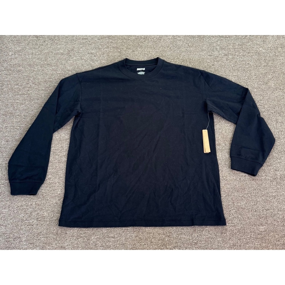 SKIMS Mens Heavyweight‎ Cotton Long Sleeve T-Shirt Obsidian Black LS-LST-7893M S